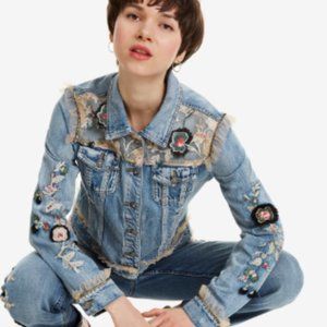 Desigual FLOWERS & PEARLS denim jacket